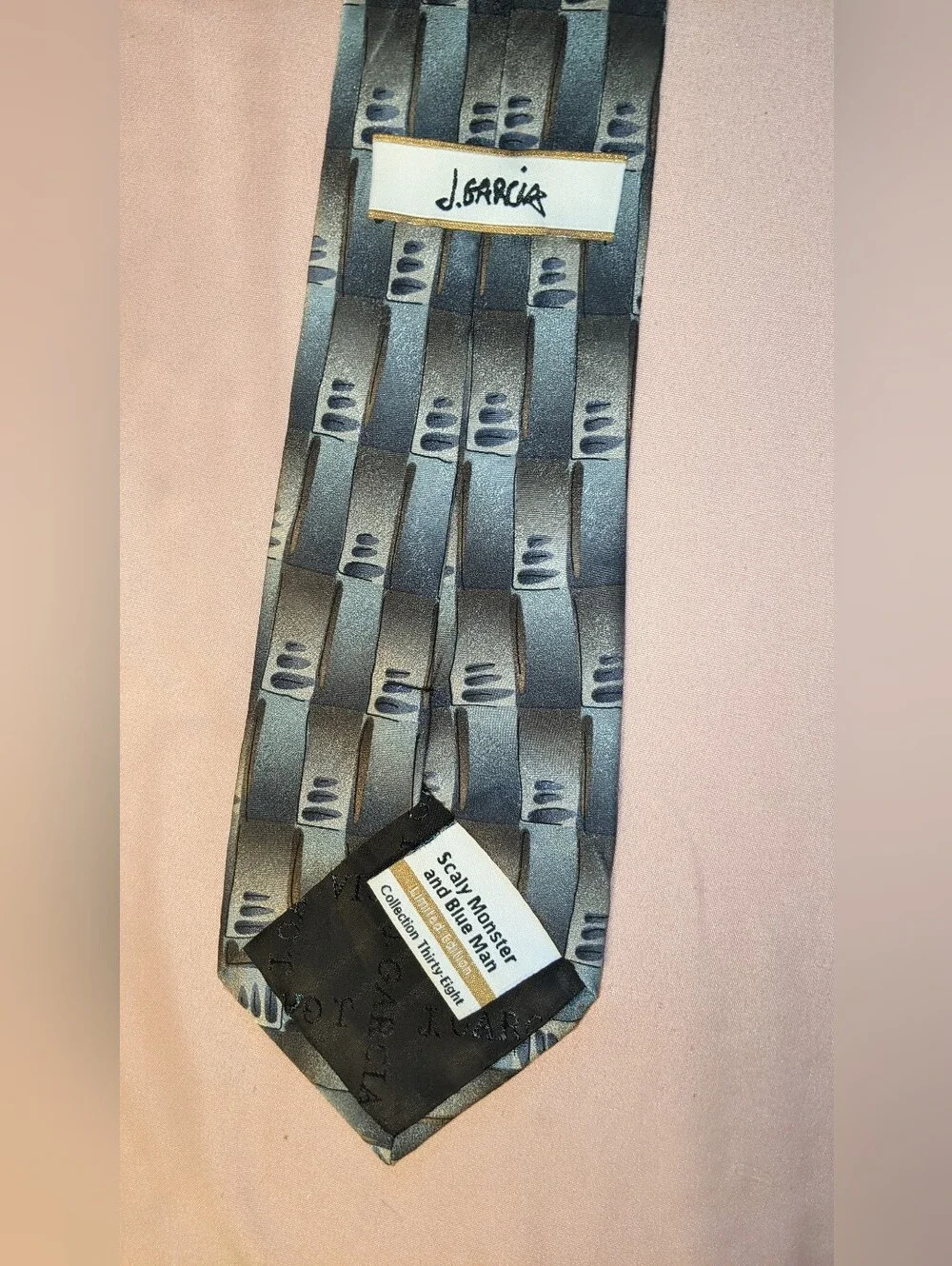 J. Garcia Scaly Monster And Blue Man Silk Tie